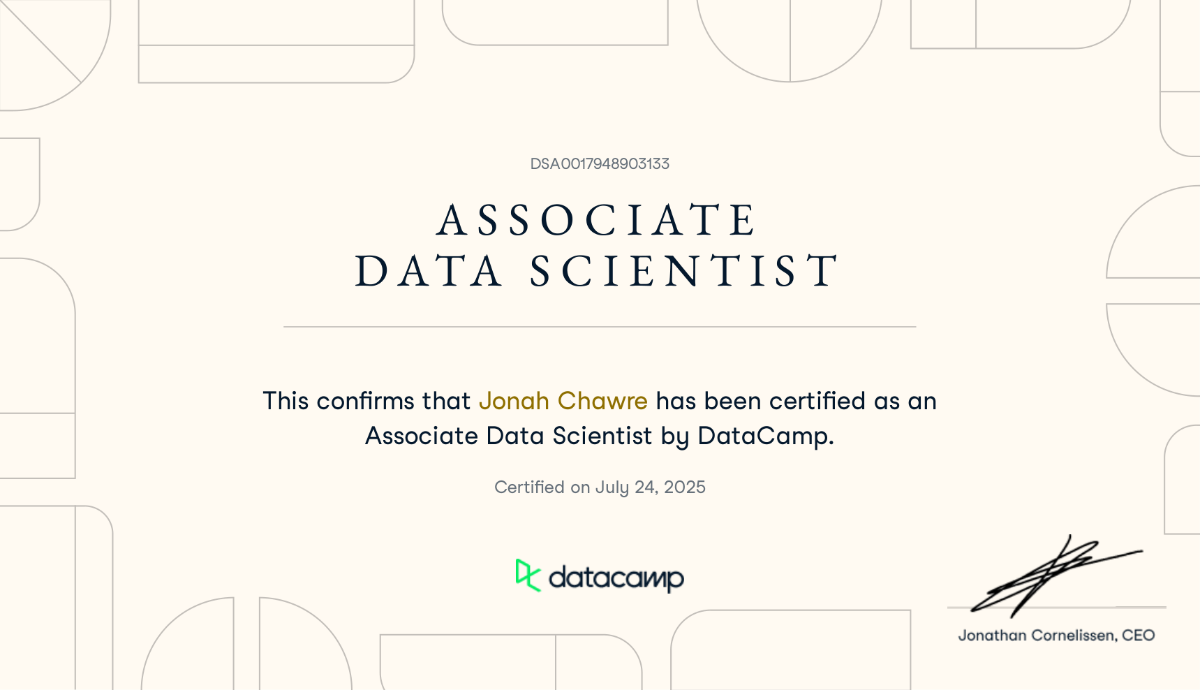 DataCamp — Associate Data Scientist certificate